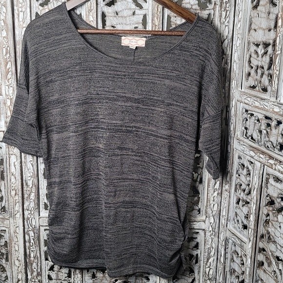 Pink. Rose Dress Shirt Button Back Grey With Silver Threads Size Large - Picture 1 of 8